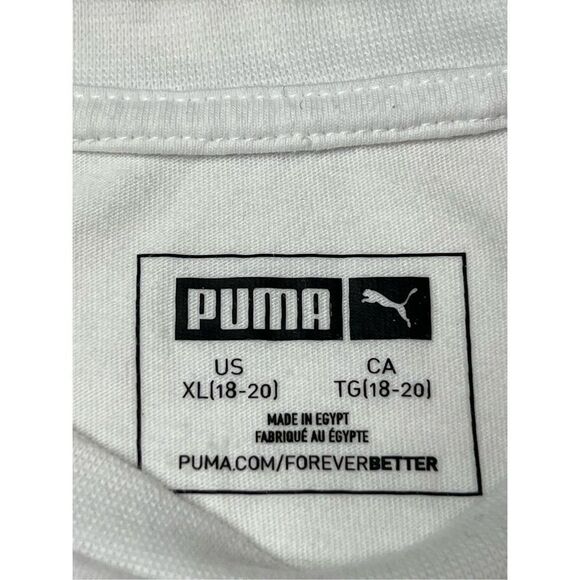 PUMA BOYS' T-SHIRT White Black Size XL (18-20) - Picture 4 of 6
